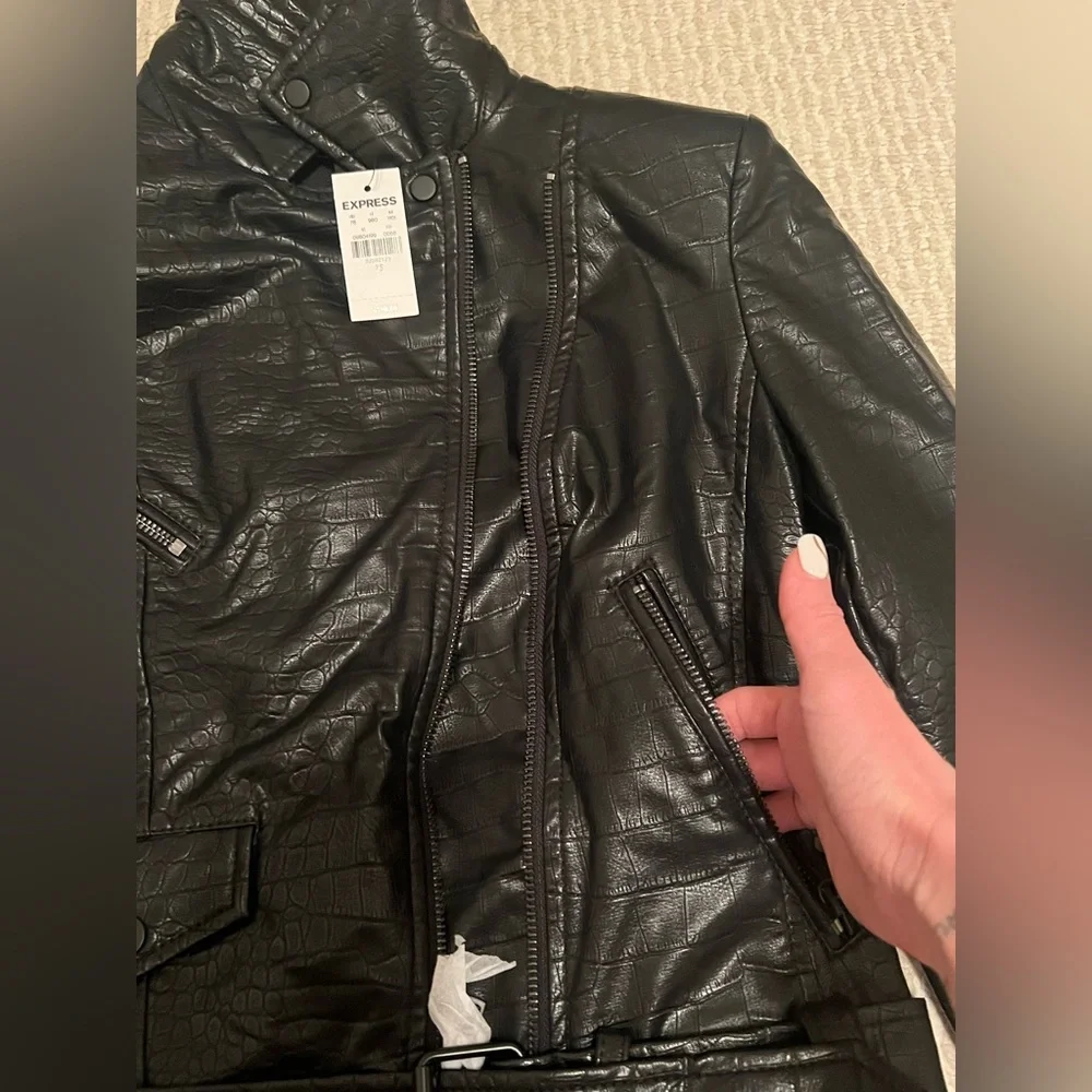 NWT Express Croc Faux Leather Jacket Size XS - Picture 7 of 8